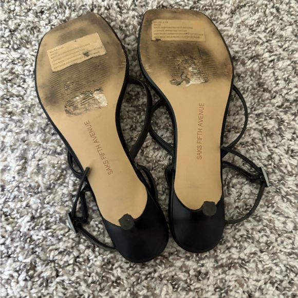 Saks Fifth Avenue Black Strappy Heels - Picture 4 of 4